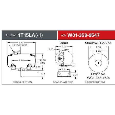 Firestone Air Spring, Suspension, 1T-Reversible Sleeve W013589547
